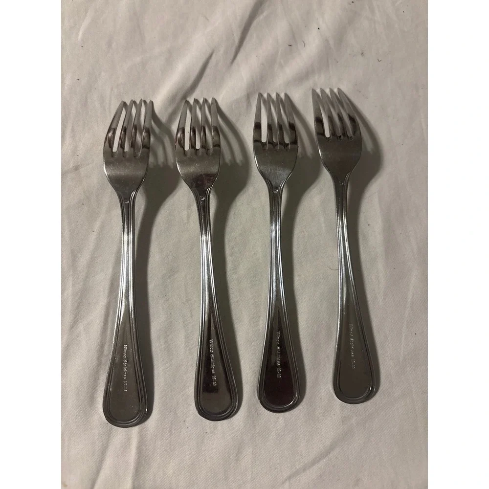 Winco Dinner Forks Set of 4 Silver 18-0 Stainless Steel Windsor Pattern